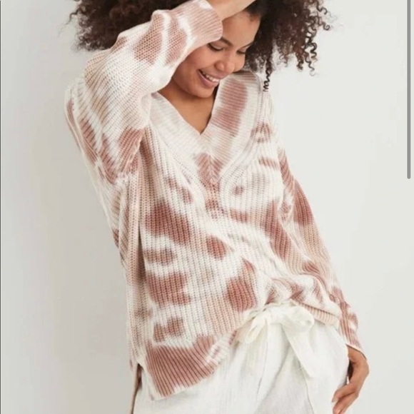 aerie Sweaters - Aerie Tie Dye Oversized Cotton V-Neck Sweater